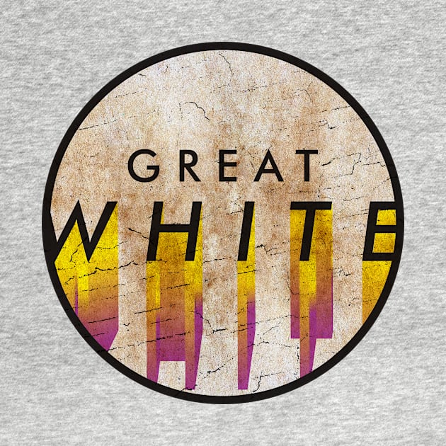 Great White - VINTAGE YELLOW CIRCLE by GLOBALARTWORD